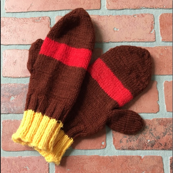 Vintage handmade knitted mittens - Picture 1 of 10